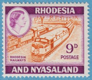 RHODESIA & NYASALAND 1959 M26** enda med järnväg i serien