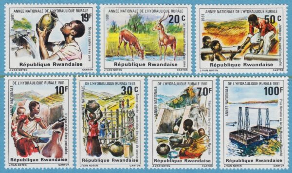 RWANDA 1981 M1152-8** vatten 7 kpl
