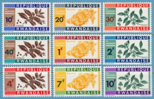 RWANDA 1963 M27-35** kaffe bananer te 9 kpl