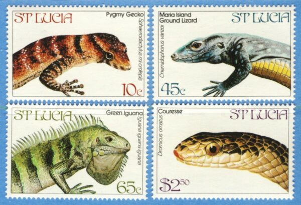 ST LUCIA 1984 M660-3** ödlor 4 kpl