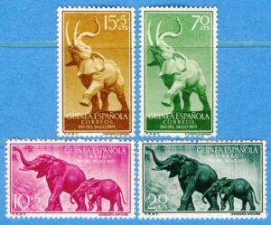 SPANSKA GUINEA 1957 M334-7** elefanter 4 kpl
