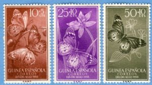 SPANSKA GUINEA 1958 M353-5** fjärilar 3 kpl