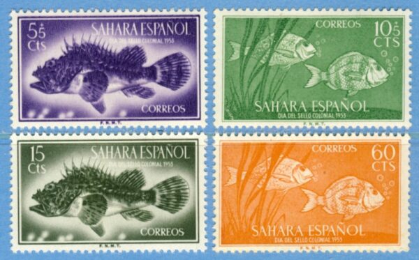 SPANSKA SAHARA 1953 M139-42** fiskar 4 kpl