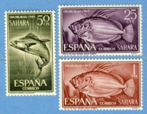 SPANSKA SAHARA 1964 M253-5** fiskar 3 kpl
