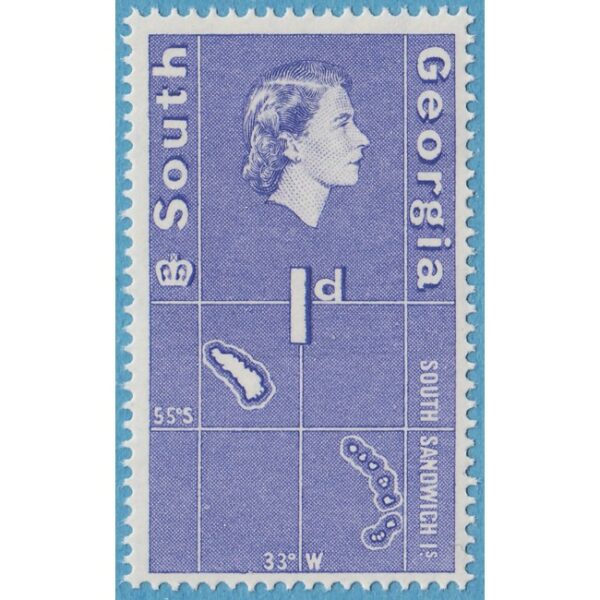 SOUTH GEORGIA 1963 M10** karta ur bruksserie