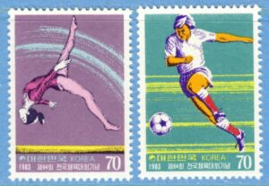SYDKOREA 1983 M1340-1** gymnastik fotboll 2 kpl