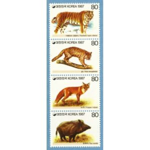 SYDKOREA 1987 M1500-3** tiger bengalisk katt rödräv vildsvin 4 kpl