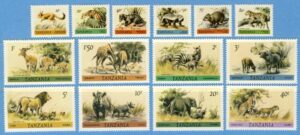 TANZANIA 1980 M161-74** däggdjur 14 kpl