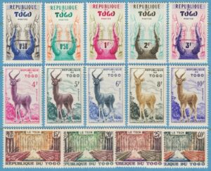 TOGO 1959 M247-60** huvudprydnad – antilop – skogsbruk 14 kpl