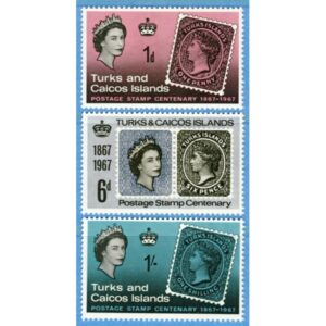 TURKS & CAICOS ISLANDS 1967 M214-6** frimärke på frimärke 3 kpl