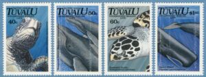 TUVALU 1991 M591-4** sköldpaddor valar 4 kpl