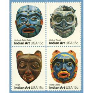 USA 1980 M1441-4** indiankonst masker 4 kpl
