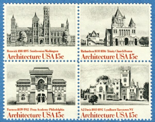 USA 1980 M1445-8** byggnader med kyrka 4 kpl