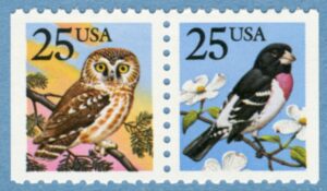 USA 1988 M1980-1D** pärluggla – brokig kardinal (med uggla t.v eller t.h.)