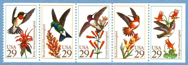 USA 1992 M2246-50** kolibrier 5 kpl