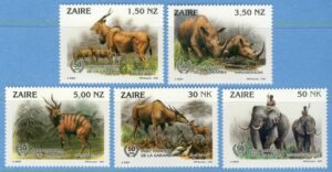 ZAIRE 1993 M1079-83** Garamba nationalpark 5 kpl