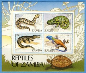 ZAMBIA 1984 M318-21 Block 13** kräldjur 4 kpl