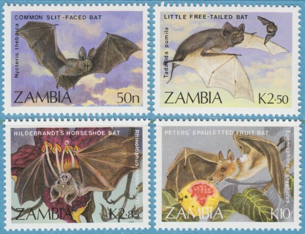 ZAMBIA 1989 M474-7** fladdermöss - 4 kpl