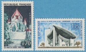 FRANKRIKE 1964 M1482-3** turism med kyrka 2 kpl