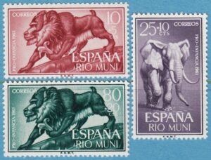 RIO MUNI 1961 M18-20** mandrill – elefant 3 kpl