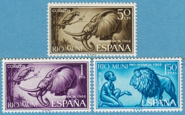 RIO MUNI 1966 M69-71** elefant - lejon 3 kpl