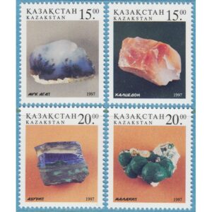 KAZAKSTAN 1997 M188-91** mineral: mossagat kalcedon azurit malakit 4 kpl