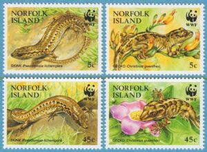 NORFOLK ISLAND 1996 M604-7** ödlor WWF 4 kpl