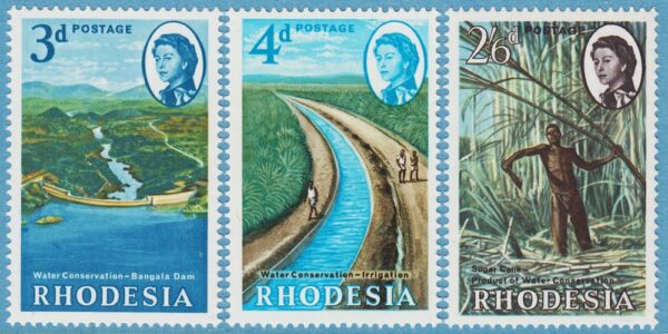 RHODESIA 1965 M4-6** bevattning sockerrör 3 kpl