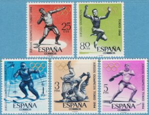 SPANIEN 1964 M1506-10** kula – längdhopp – skidor – judo – diskus 5 kpl