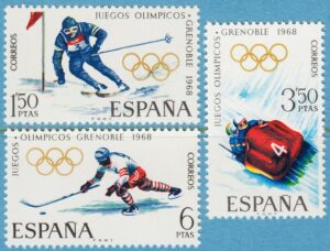 SPANIEN 1968 M1735-7** Vinter-OS slalom bob ishockey 3 kpl
