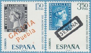 SPANIEN 1968 M1756-7** frimärke på frimärke 2 kpl
