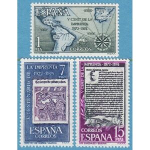 SPANIEN 1973 M2059-61** 500 års tryckeri i Spanien 3 kpl