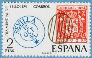 SPANIEN 1974 M2074** frimärke på frimärke 1 kpl