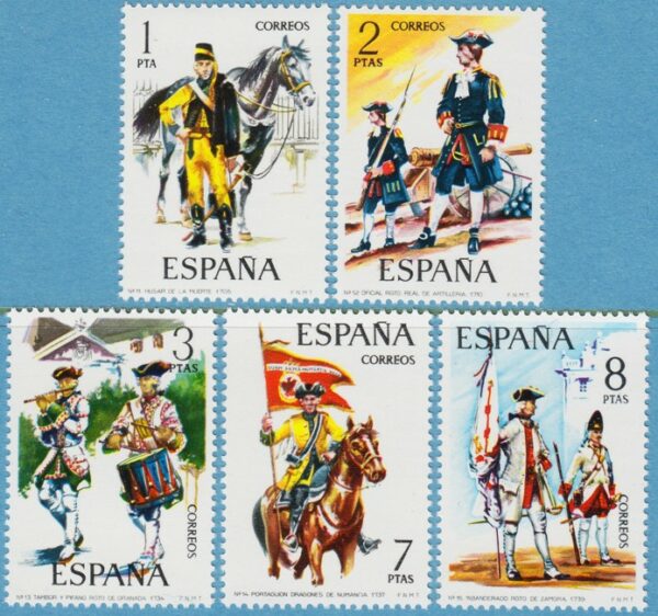 SPANIEN 1974 M2092-6** militäruniformer (III) 5 kpl