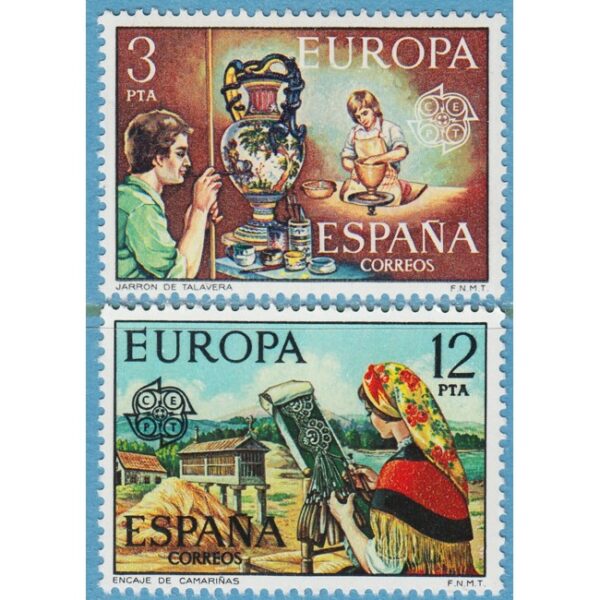 SPANIEN 1976 M2209-10** Europa Cept - keramik - knyppling 2 kpl