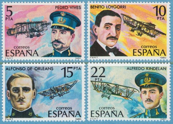 SPANIEN 1980 M2485-8** flygpionjärer 4 kpl