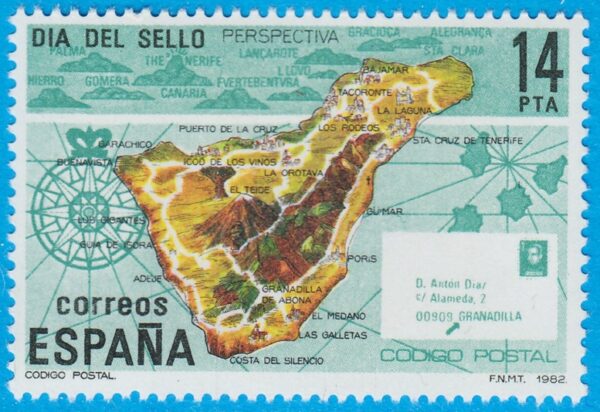 SPANIEN 1982 M2554** karta över Teneriffa - postnummer 1 kpl