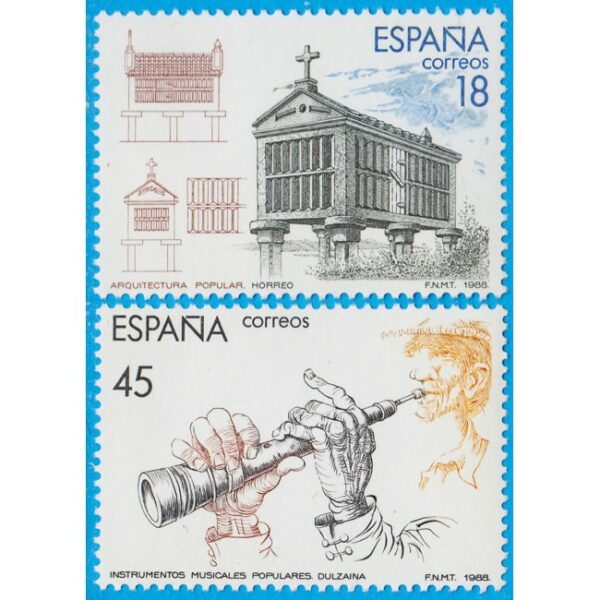 SPANIEN 1988 M2836-7** arkitektur - instrument 2 kpl