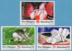 SPANIEN 1990 M2933-5** Sommar-OS tyngdlyftning – hockey – judo 3 kpl