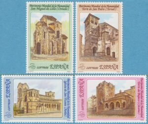 SPANIEN 1990 M2968-71** Unesco – kyrkor 4 kpl