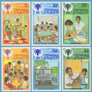 TRINIDAD & TOBAGO 1979 M385-90** barnens år med tandvård – skolbuss – sjukvård 6 kpl