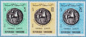 TUNISIEN 1965 M644-6** mynt 3 kpl