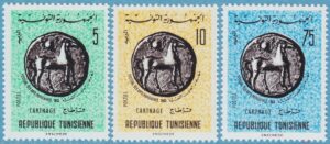 TUNISIEN 1965 M644-6** mynt 3 kpl