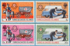 TURKS & CAICOS 1970 M251-4** röda korset – ambulanser 4 kpl