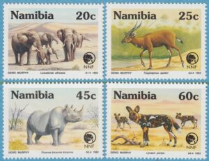 NAMIBIA 1993 M735-8** afrikansk elefant – sitatunga – spetsnoshörning – afrikansk vildhund 4 kpl
