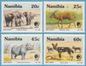 NAMIBIA 1993 M735-8** afrikansk elefant – sitatunga – spetsnoshörning – afrikansk vildhund 4 kpl