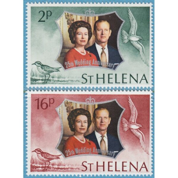 ST HELENA 1972 M258-9** silverbröllop - fåglar 2 kpl