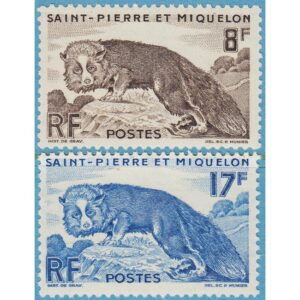 SAINT-PIERRE ET MIQUELON 1947 M362/365** silverräv 2 st enda i serien