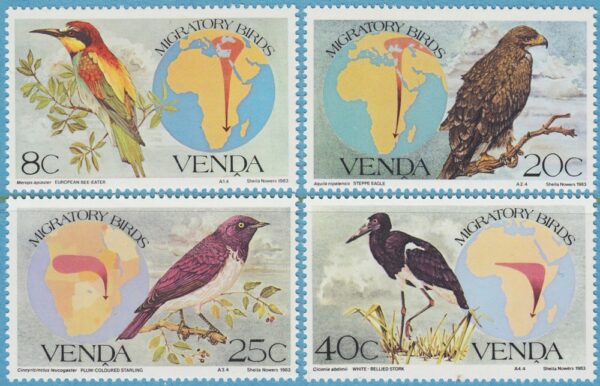 VENDA 1983 M70-3** fåglar 4 kpl