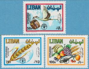 LIBANON 1982 M1306-8** karta – matvaror 3 kpl